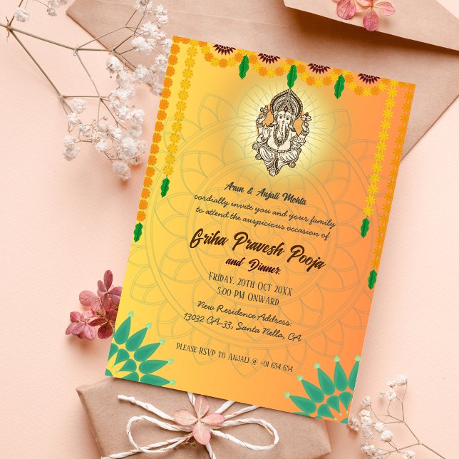 Invitation Inde Hindu Houseréchauffe Griha Pravesh (Créateur téléchargé)
