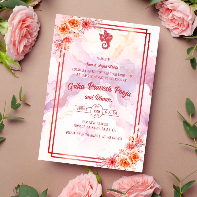 Invitation Inde Hindu Houseréchauffe Griha Pravesh (Créateur téléchargé)