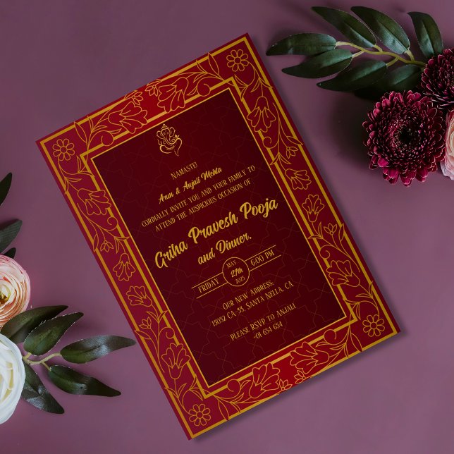 Invitation Inde Hindu Houseréchauffe Griha Pravesh (Créateur téléchargé)