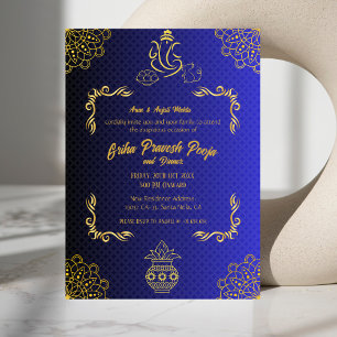 Invitation Inde Hindu Houseréchauffement Griha Pravesh Golden