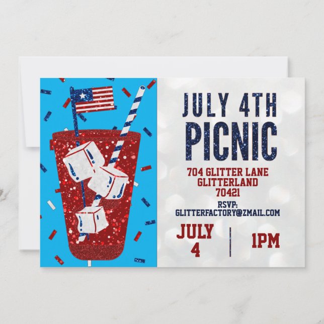 Invitation Indépendance Pique-nique du 4 juillet Parties scin (Dos)