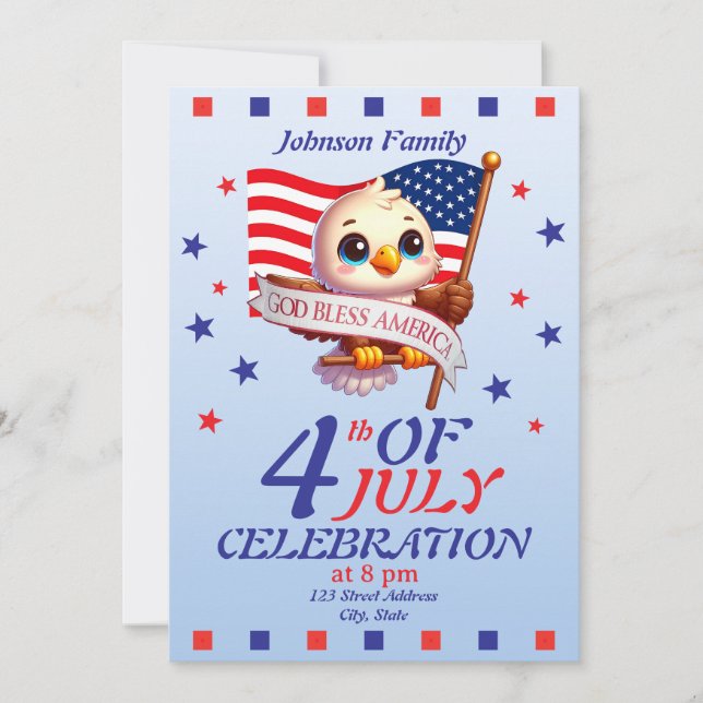 Invitation Independence Day 4th of July God Bless America🇺🇸 (Devant)