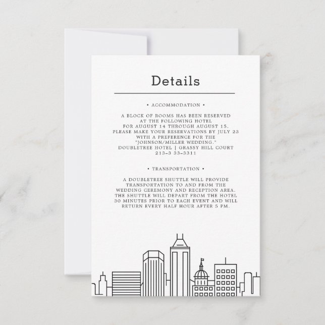 Invitation Indianapolis, Indiana Mariage | Détails de l'invit (Devant)