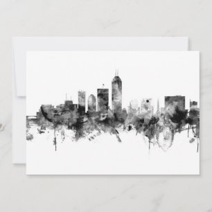 Invitation Indianapolis Indiana Skyline noir blanc