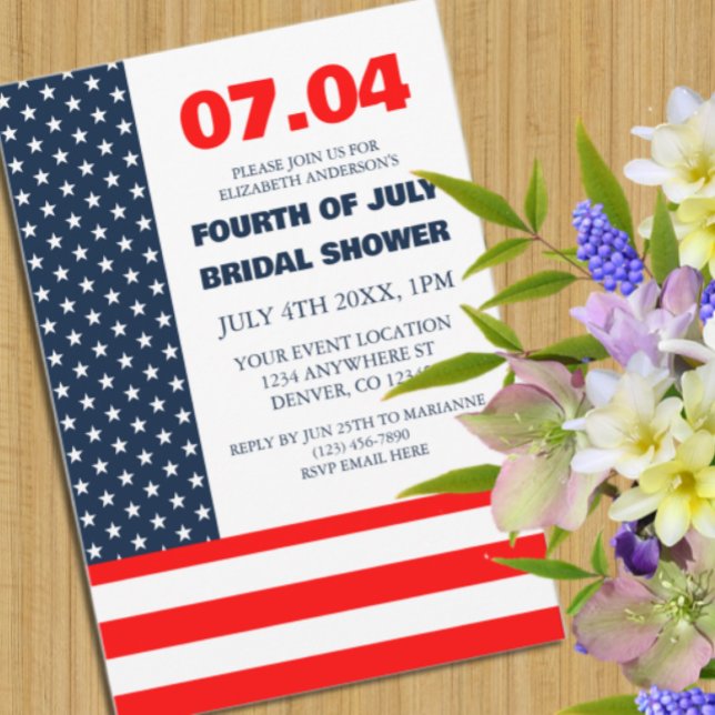Invitation Indicateur Etoiles et rayures 4 juillet Fête des m (Créateur téléchargé)
