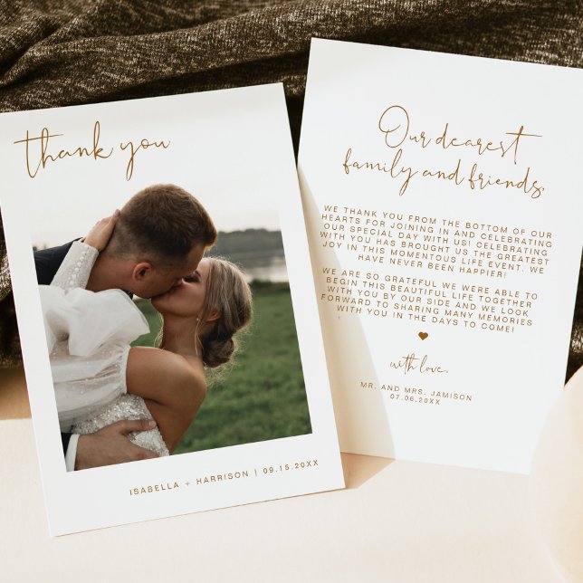 Invitation INDIE Boho Burnt Orange Photo Mariage Merci (Créateur téléchargé)
