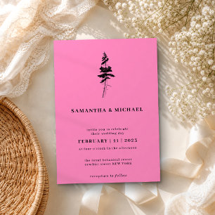 Invitation Indie de l'arbre des pins de la forêt rose rustiqu