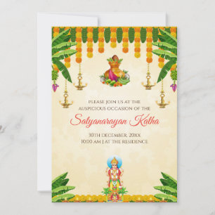 Invitation indien de pooja Satyanarayan katha invi