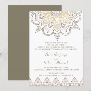 Invitation Indien Mehndi Hindu Élégant Mariage élégant