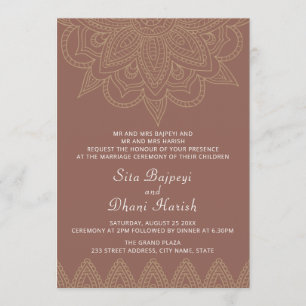 Invitation Indien Mehndi Hindu Élégant Mariage naturel