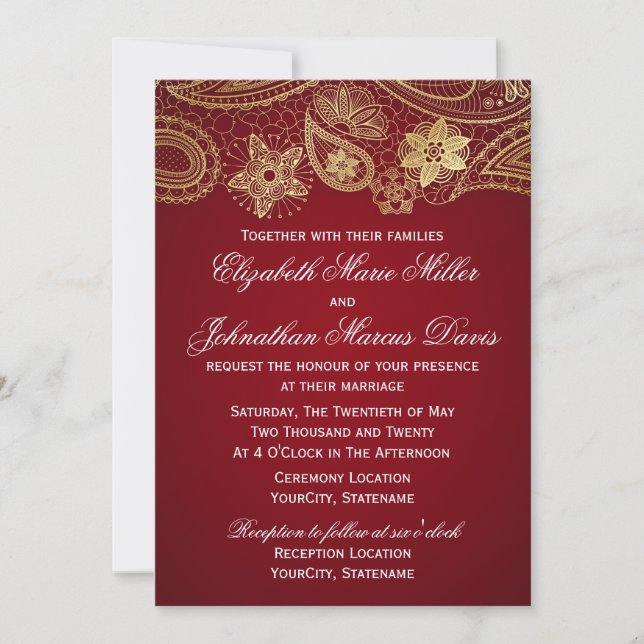 Invitation indienne, choisissez votre couleur ! (Devant)