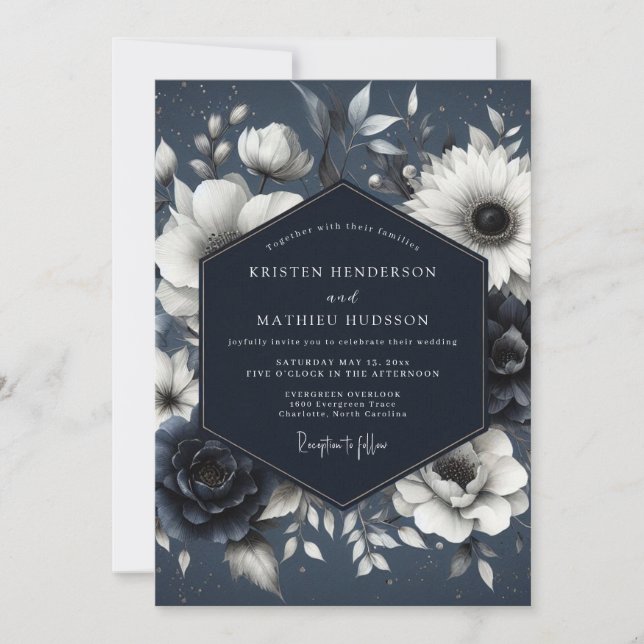 Invitation Indigo Botanical Enchantment Wedding (Devant)
