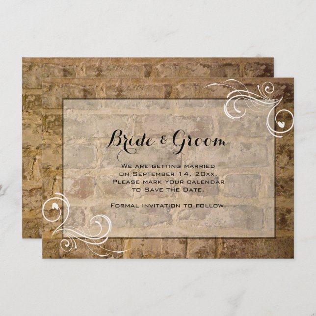 Invitation Industrie Chic briques Swirl Wedding Enregistrer l (Devant / Derrière)