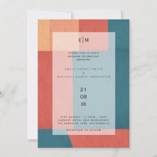 Invitation Industriel Chic Toscan Monogramme Mariage Abstrait