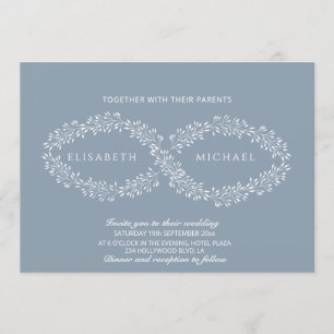Invitation Infinité bleu poussiéreux botanique romantique élé