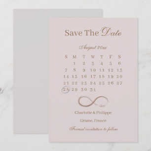 Invitation Infinity Dusty Rose Calendrier Enregistrer La Date