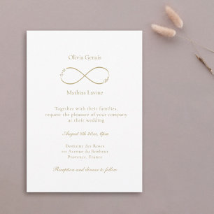 Invitation Infinity Love Monogramme Élégant Mariage blanc