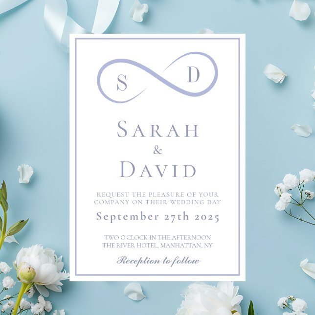 Invitation Infinity Minimalist Mariage bleu poudre (Infinity Minimalist Powder Blue Wedding Invitation
)