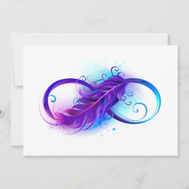 Invitation Infinity with purple feather (Devant)