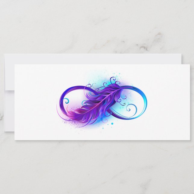 Invitation Infinity with purple feather (Devant)