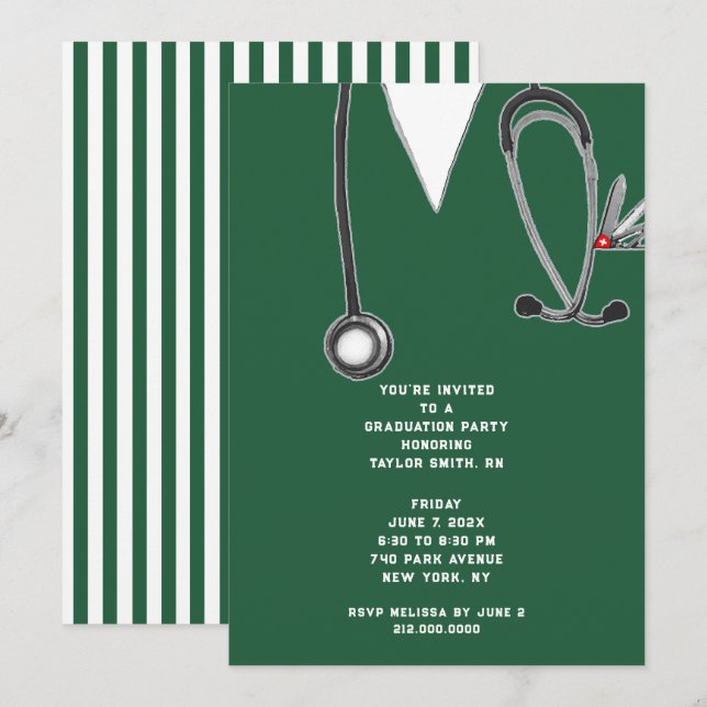 Invitation Infirmière (Devant / Derrière)