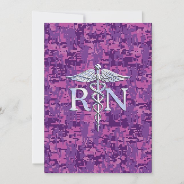 Invitation Infirmière autorisée RN Caduceus sur Camo rose (Devant)