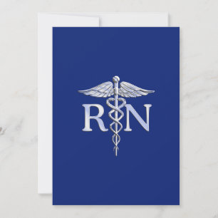 Invitation Infirmière autorisée RN Caduceus sur Navy Blue