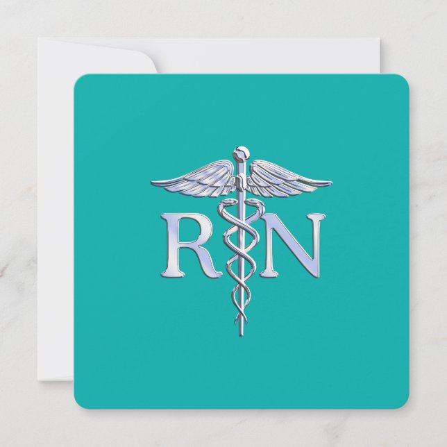 Invitation Infirmière autorisée RN Caduceus sur Turquoise (Devant)