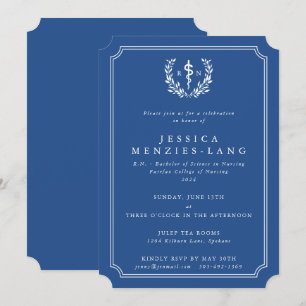 Invitation Infirmière inscrite en bleu/blanc Asclepius Gradua