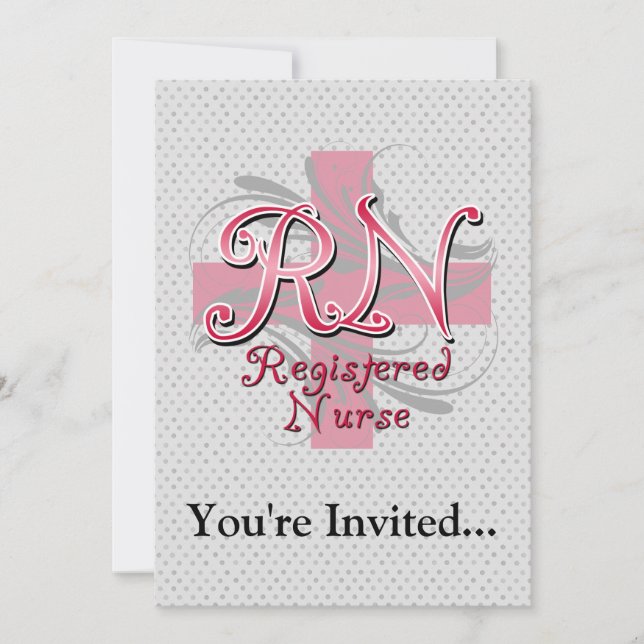 Invitation Infirmière inscrite, percées de croix roses (Devant)