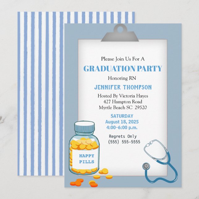 Invitation Infirmière porte - bloc/diplôme Médicale (Devant / Derrière)