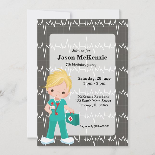 Invitation Infirmière pour enfants (Devant)