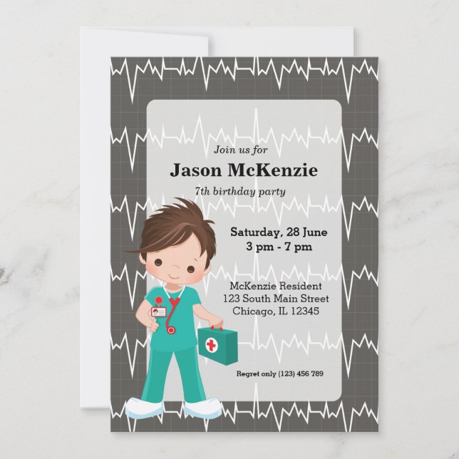 Invitation Infirmière pour enfants (Devant)