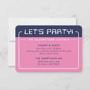 Invitation INFO DU PARTI INSÉRER Jeu moderne marine bleu rose
