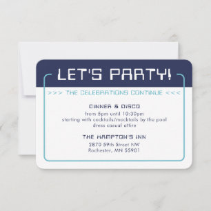 Invitation INFO FÊTE INSÉRER jeu moderne bleu aqua marine