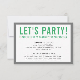 Invitation INFO FÊTE MODERNE garçon gris vert gras