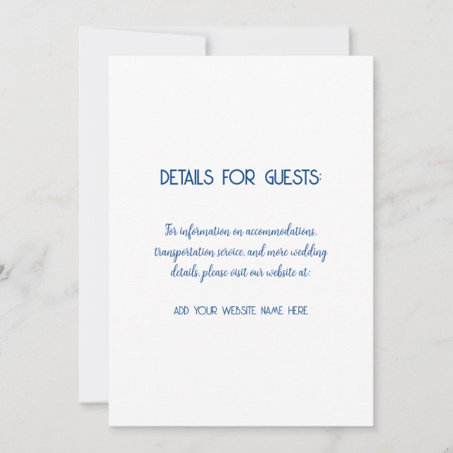 Invitation Information du mariage Invités Bleu Blanc 2024 (Devant)