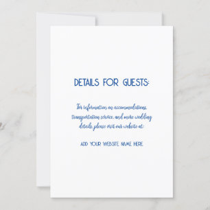 Invitation Information du mariage Invités Bleu Blanc 2024