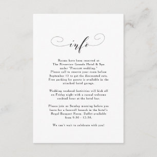 Invitation Informations de mariage élégantes simples en noir 