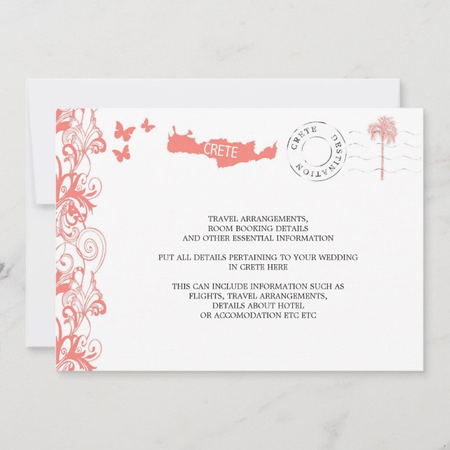 Invitation Informations de voyage Mariage Crète (Devant)