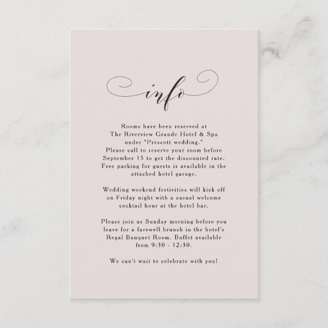 Invitation Informations mariage élégantes et simples (Devant)