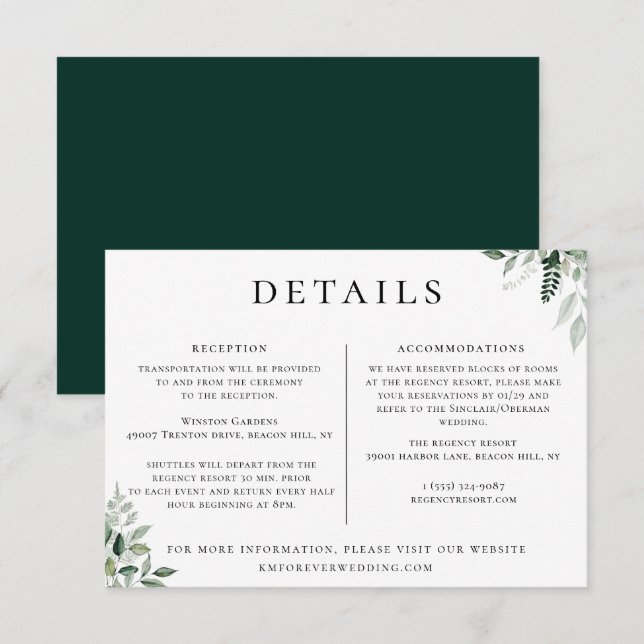 Invitation Informations sur le Mariage botanique naturel (Devant / Derrière)