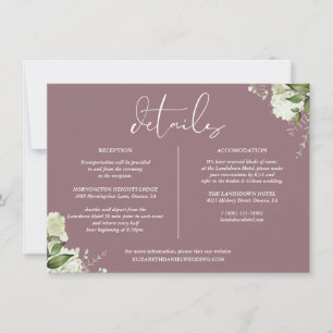 Invitation Informations sur les détails du mariage avec verdu