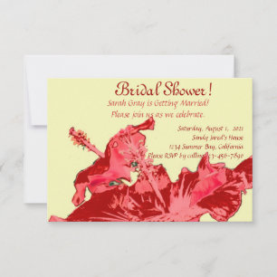 Invitation Inhibiscus rouge exotique fleurie douche nuptiale