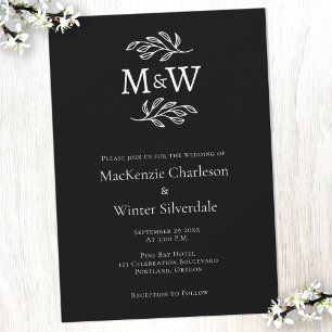 Invitation Initiales de deux couples mariages de monogrammes
