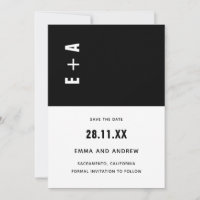 Initiales de mariage minimalistes en noir et blanc