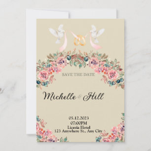 Invitation Initiales de mariage Monogramme Romantique