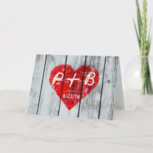 Invitation Initiales en bois de coeur