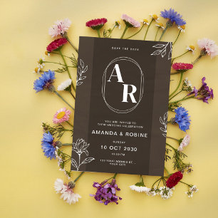 Invitation Initiales Mariage moderne élégant