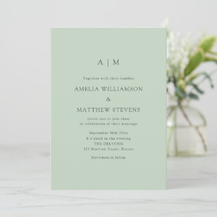 Invitation Initiales Monogramme Moderne Pistache Vert Menthe 